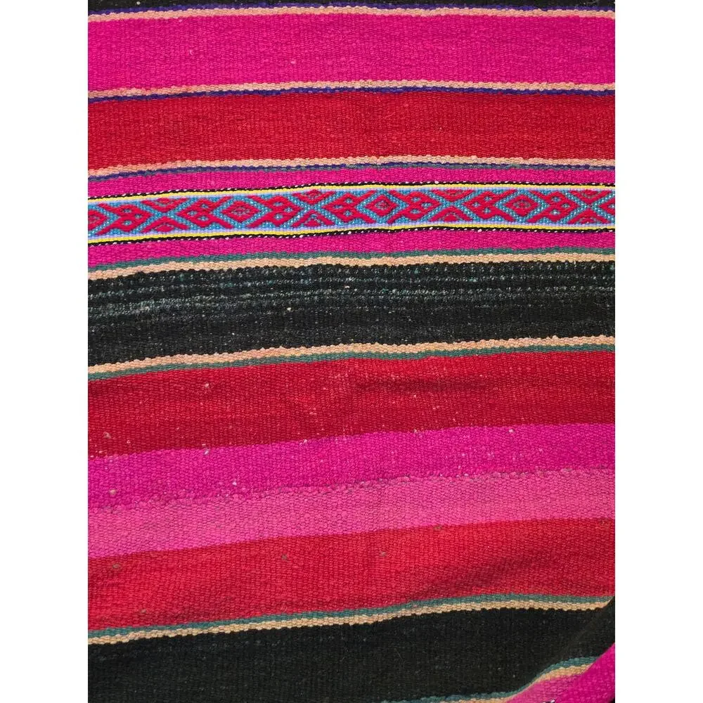 Peruvian Frazada Handwoven Rug – Andean Folk Art Boho Textile 60x64